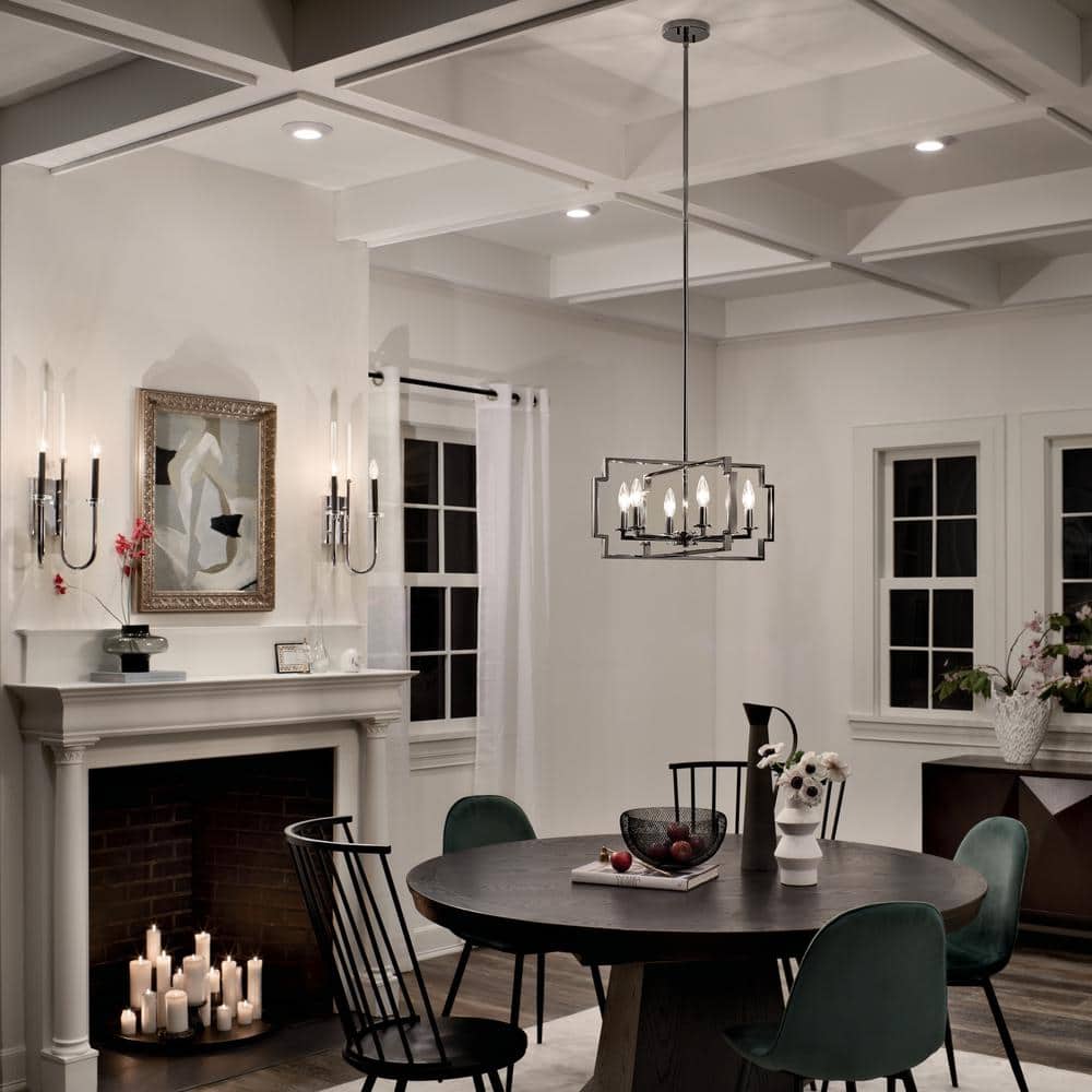 Midnight Chrome 6-Light Taper Candle Chandelier with Polished Nickel Accents