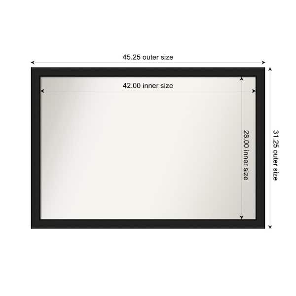 Amanti Art Midnight Black Narrow 45.25 in. x 31.25 in. Custom Non-Beveled Wood FramedBathroom Vanity Wall Mirror