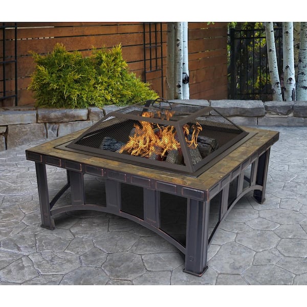 Outdoor Leisure Model 5502 Thirty Inch Firepit with Decorative Slate Hearth  and Oil Rubbed Bronze Finish 5502 - The Home Depot