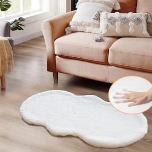 Mmlior White 2 ft. x 4 ft. Soft Faux Rabbit Fur Specialty Area Rug