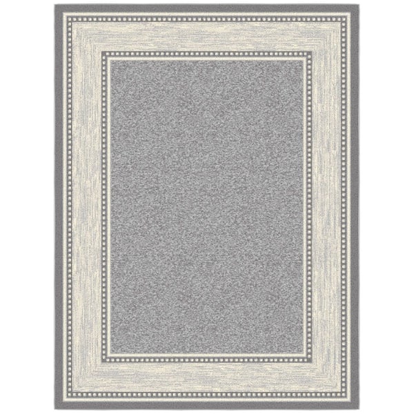 Ottohome Collection Non-Slip Rubberback Bordered 5x7 Indoor Area Rug, 5 ft. x 6 ft. 6 in., Gray