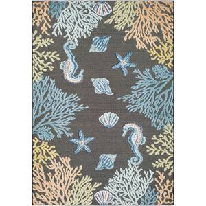 Lakeside Gray/Multi Floral and Botanical 7 ft. x 9 ft. Indoor/Outdoor Area Rug