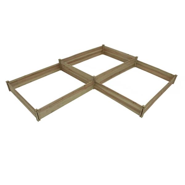 Natural Wood Fir 3-Section L-Shaped Raised Garden Bed