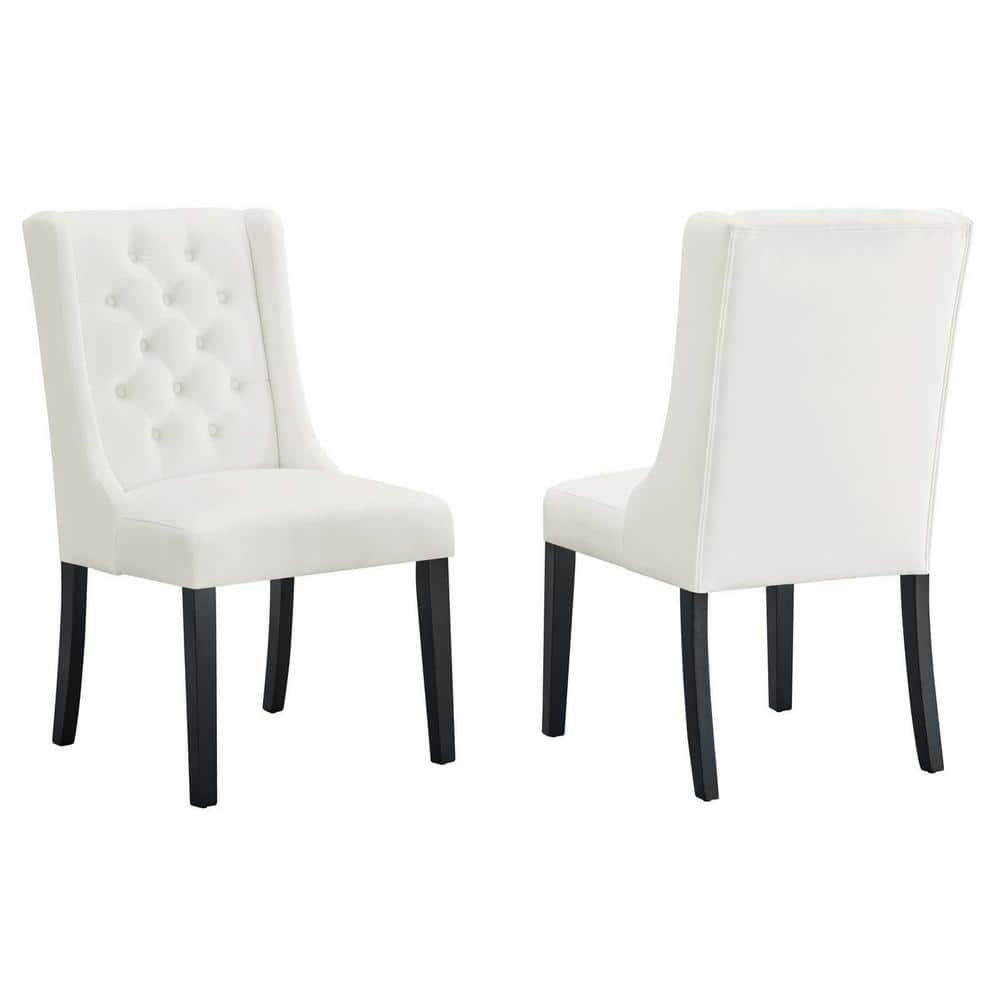 Elegance White Velvet Upholstered Side Chair with Solid Wood Frame