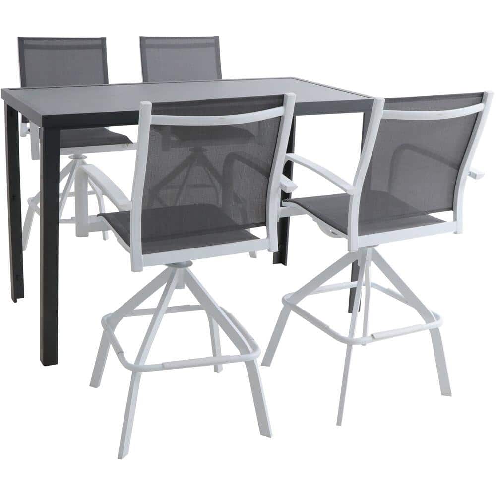 Hanover Naples 5 Piece Aluminum Outdoor, Outdoor Pub Table Set For 4