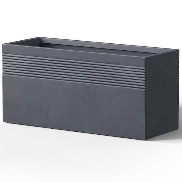 31.5 in. Large Granite Gray Concrete Rectangular Planter / Pot with Drainage Holes