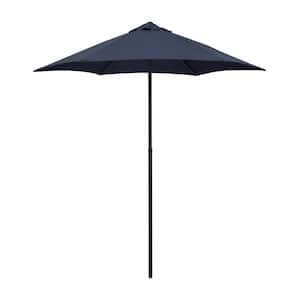 7.5 ft. Steel Market Patio Umbrella Push-Button Open and Tilt in Navy Blue Polyester