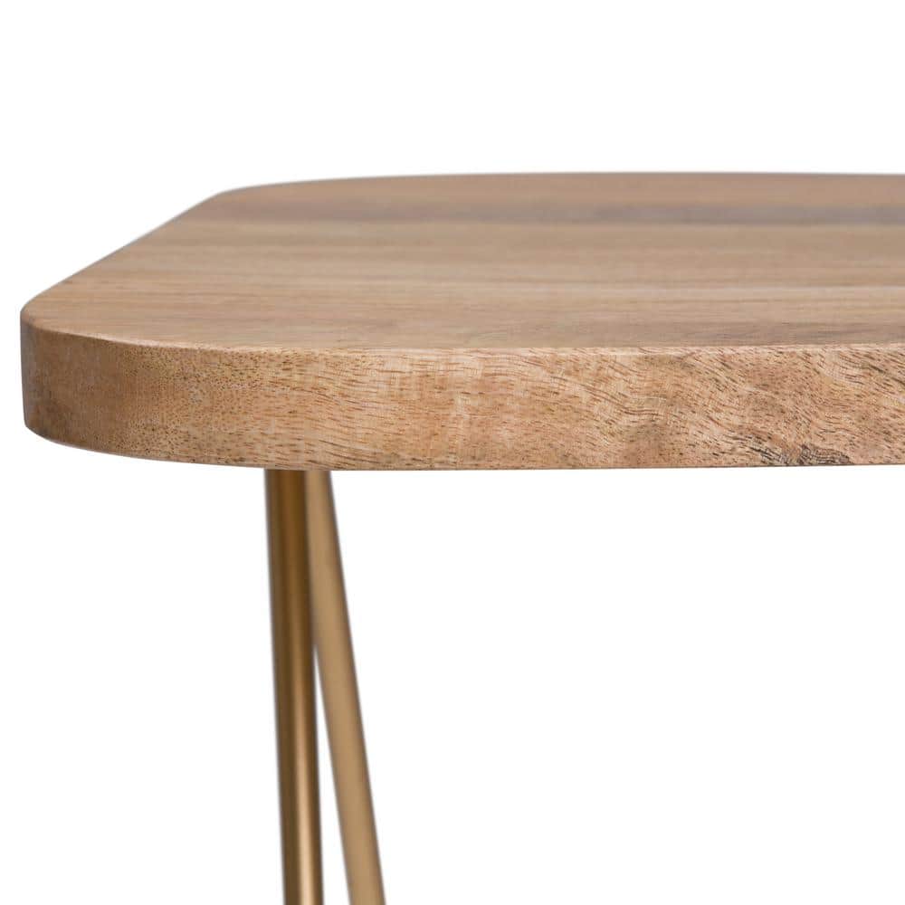 Patrice Boomerang Mango Wood Table with Matte Gold Hairpin Legs