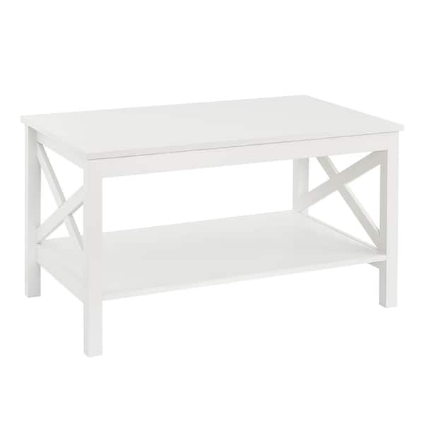 ClosetMaid X-Frame 2-Tier 19.6 in. H x 35.4 in. W x 21.7 in. D Laminated Wood Coffee Table Shelving Unit in White