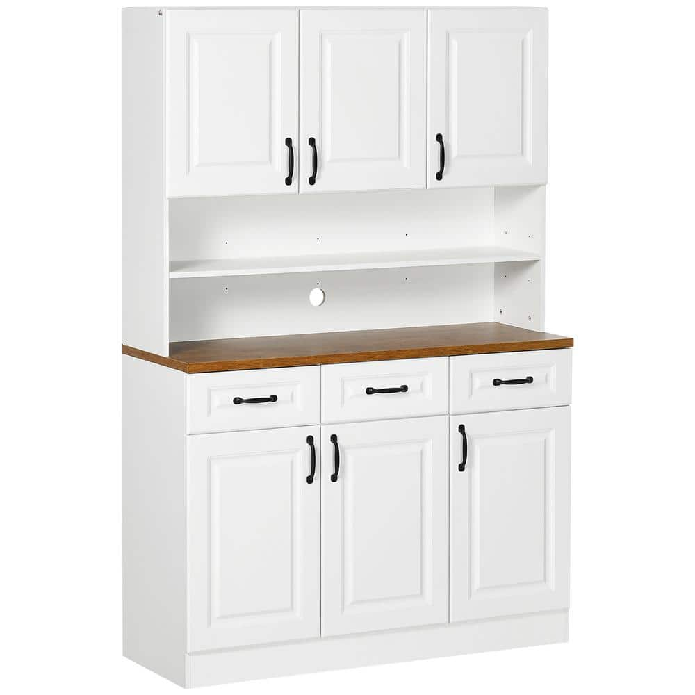 71 in. Kitchen Pantry, Buffet with Hutch, Farmhouse Storage Cabinet, Microwave Cabinet with Adjustable Shelves, White -  HOMCOM, 835-945V80WT