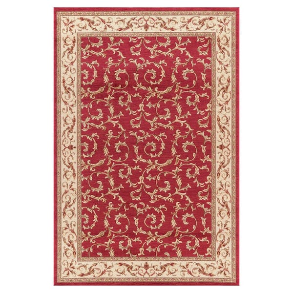 Concord Global Trading Jewel Collection Veronica Red Rectangle Indoor 9 ft. 3 in. x 12 ft. 6 in. Area Rug
