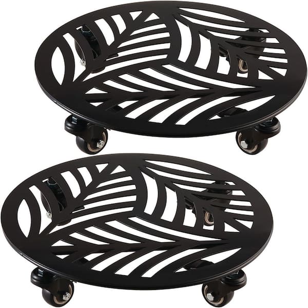 2-Pack Metal Plant Caddy with Wheels, 13 in. Heavy-duty Wrought Rolling Plant Stands with Casters, Strong Load Capacity