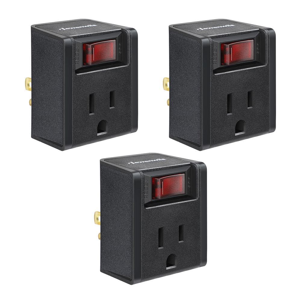 Grounded Single Port Power Adapter with On/Off Switch, 3 Prong Electrical Plug Outlet Switch, 280J, Black (3-Pack) price history on PriceWatchPro