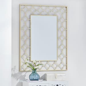 50 in. x 38 in. Quatrefoil Rectangle Framed Gold Wall Mirror