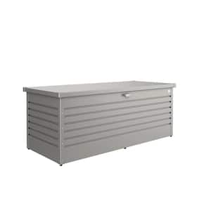 28 in. H x 71.3 in. W x 31.1 in. D Leisuretime 210 Gal. Metallic Quartz Gray Steel Deck Box