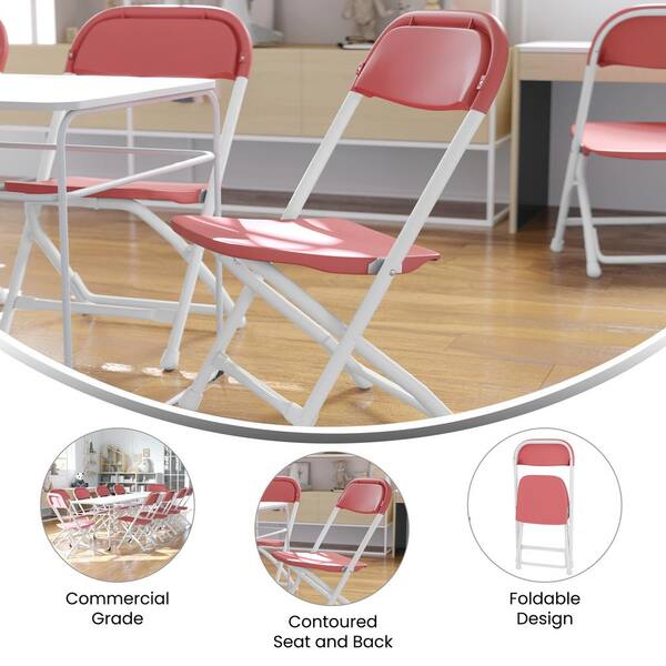 Carnegy Avenue Burgundy Kids Plastic Folding Chairs (Set of 10
