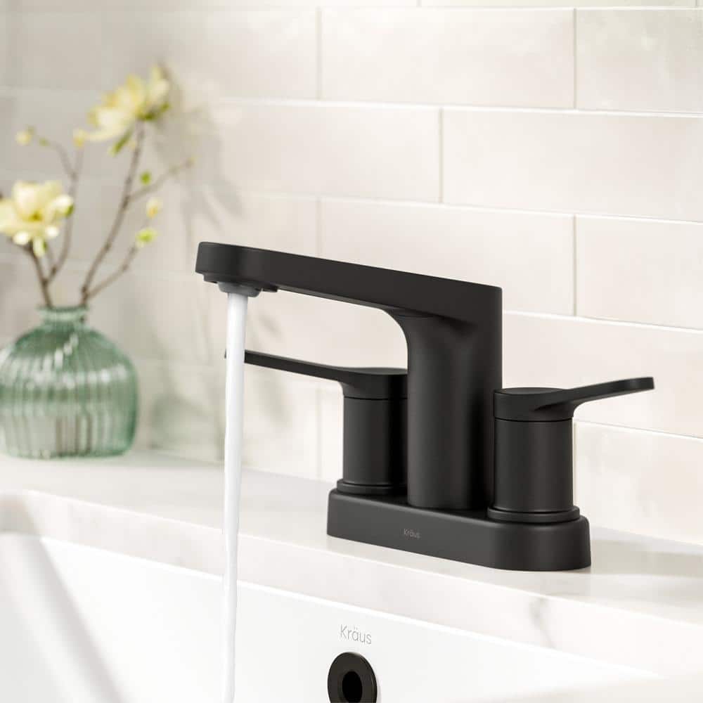 Indy Matte Black Dual Handle Bathroom Faucet with Pop-Up Drain