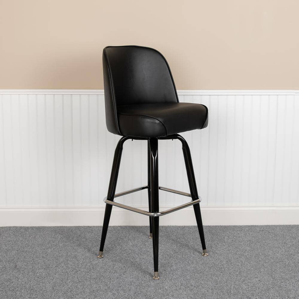 Carnegy Avenue 42.5 in. Black Mid-Back Metal Bar Stool (Set