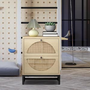 2-Drawer Light Wood Nightstand 15.75 in. W x 15.75 in. D x 20.87 in. H