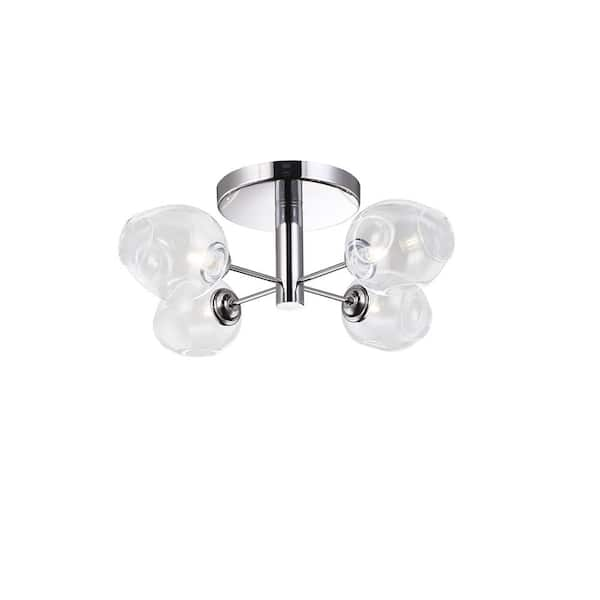 Dainolite Abii 7.63 in. 4-Light Polished Chrome Semi-Flush Mount