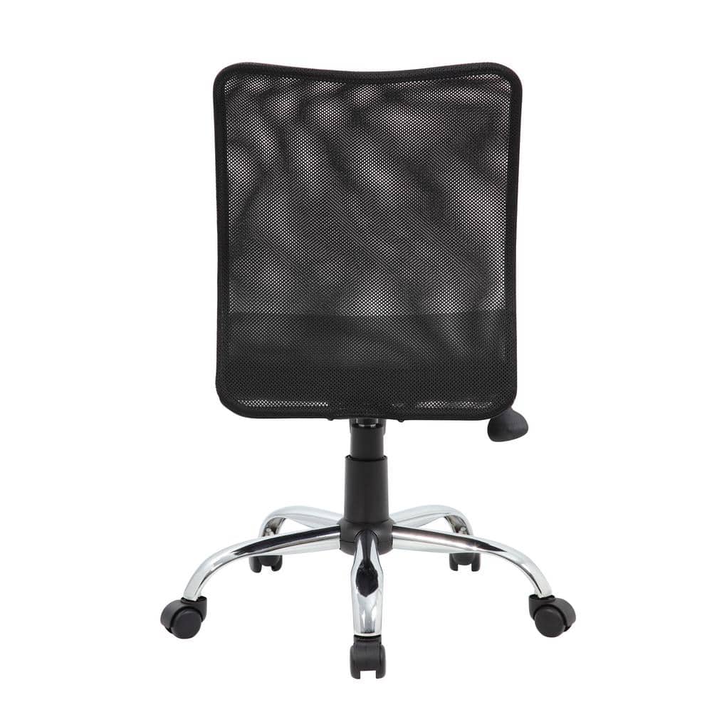 Black Mesh and Vinyl Swivel Task Chair with Chrome Base