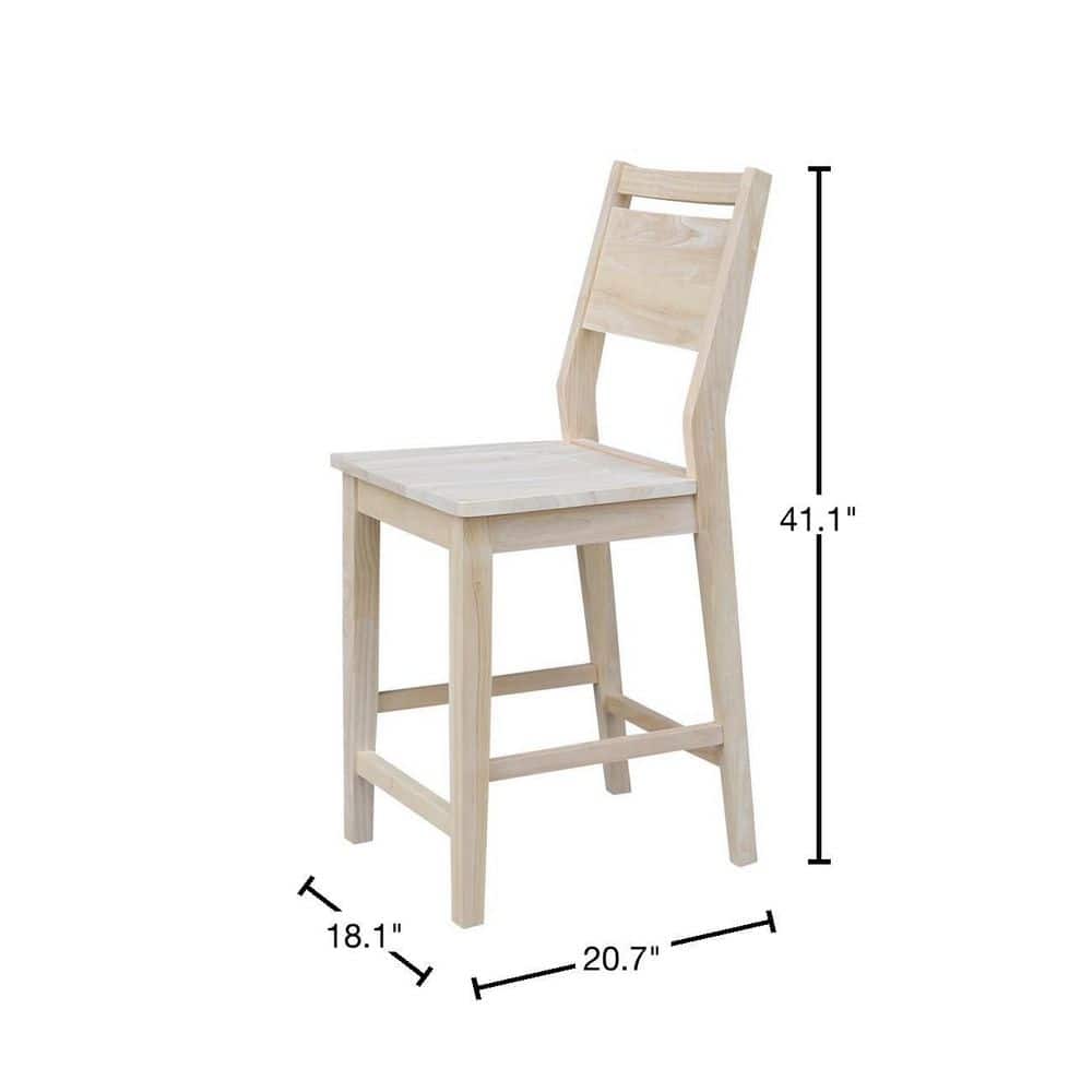 Coastal Farmhouse 24" Saddle Seat Solid Wood Stool in Natural Brown
