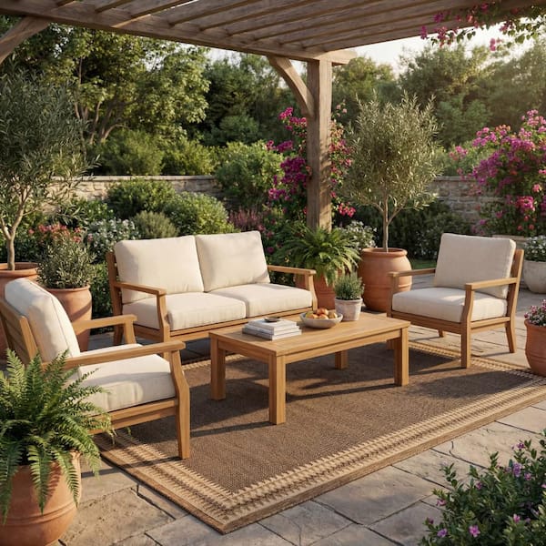 Mirelia Bordered Charcoal 8 ft. x 10 ft. Outdoor Area Rug
