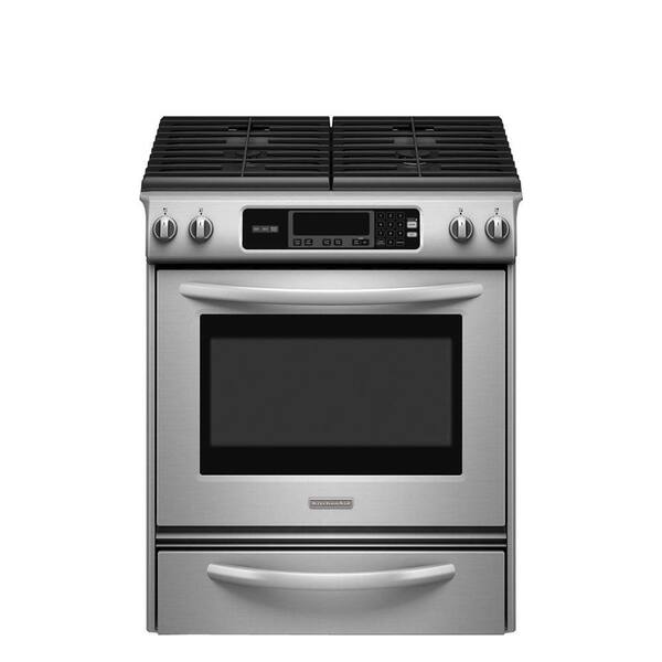 KitchenAid Architect Series II 30 in. 4.1 cu. ft. Slide-In Gas Range with Self-Cleaning Oven in Stainless