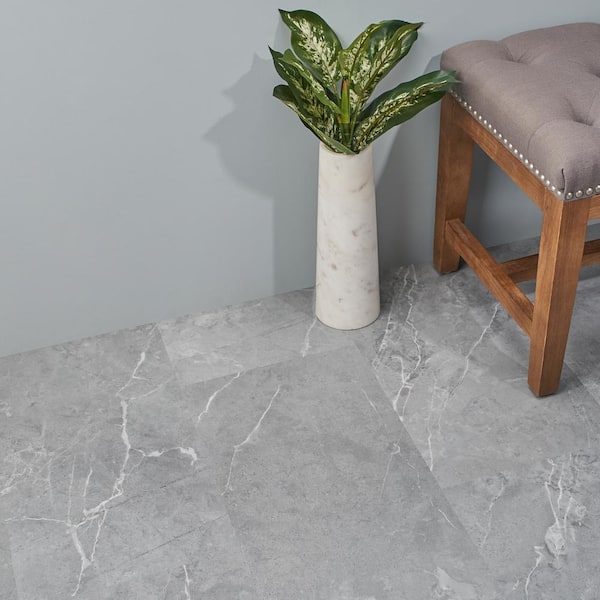 Cippia Marble Gray 28 MIL x 12 in. W x 24 in. L Click Lock Waterproof Luxury Vinyl Plank Flooring (23.45 sq. ft./Case)