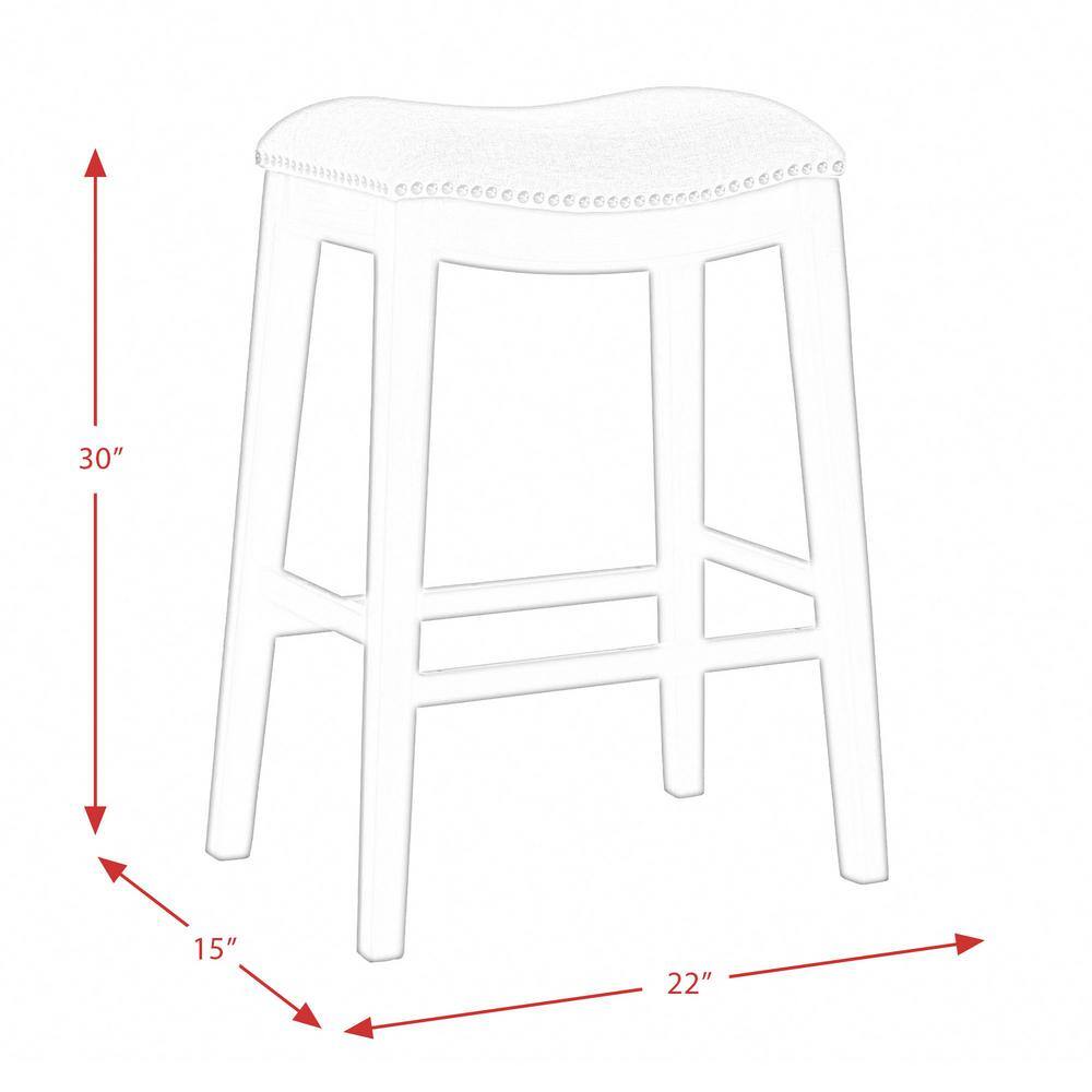 Rooney 30" Espresso Wood and Beige Linen Backless Bar Stool