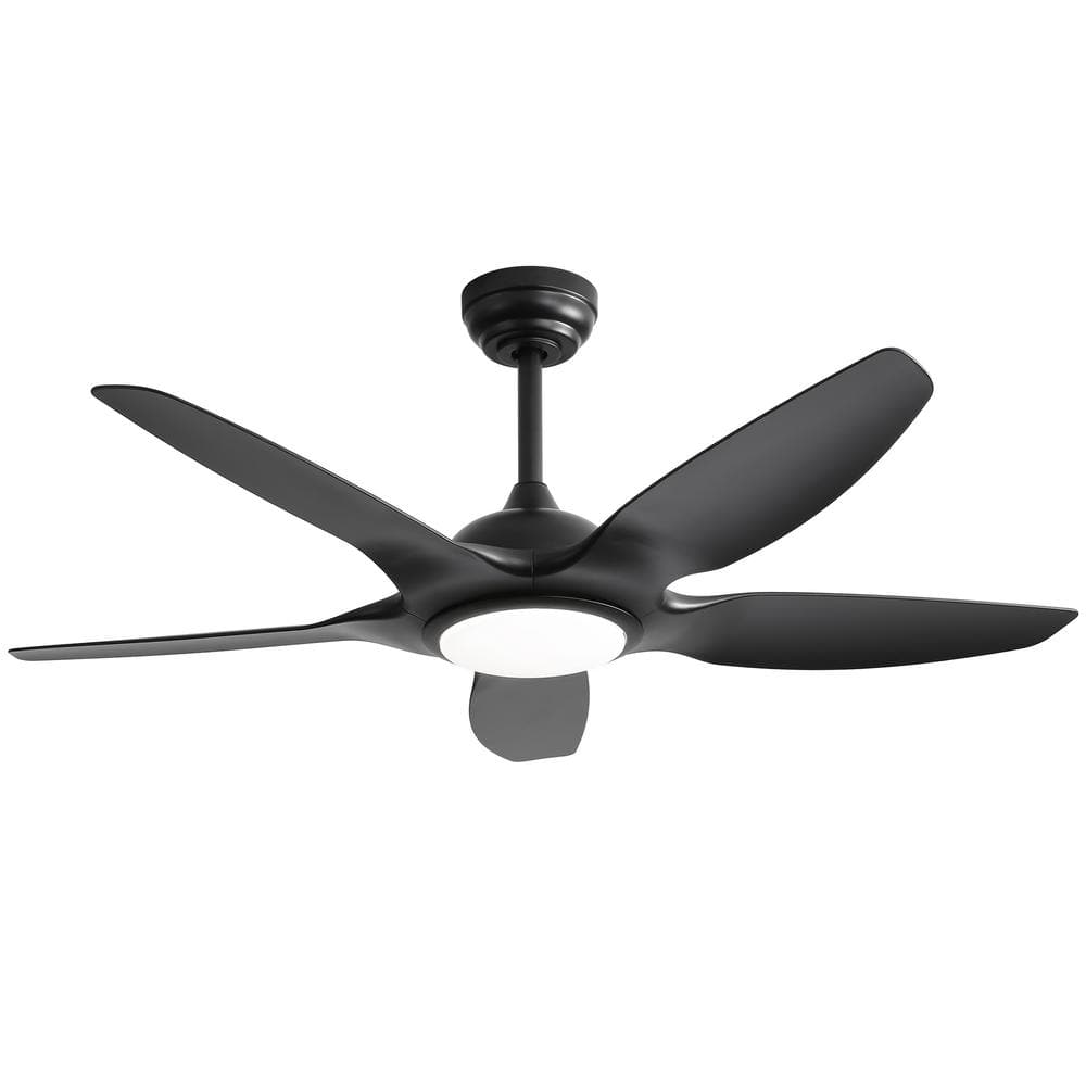 48 in. Indoor Black Ceiling Fan with 5 ABS Blades and Integrated LED