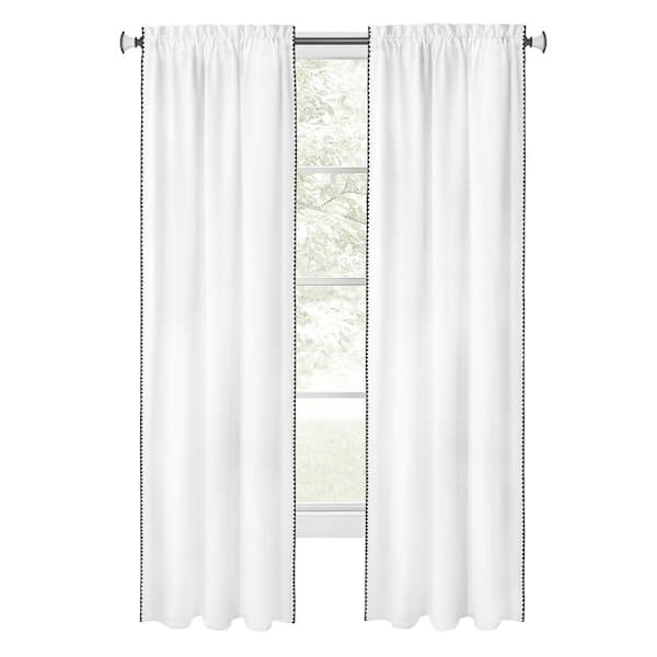 ACHIM Kendal Polyester Light Filtering Window Panel - 52 in. W x 84 in. L in White/Black