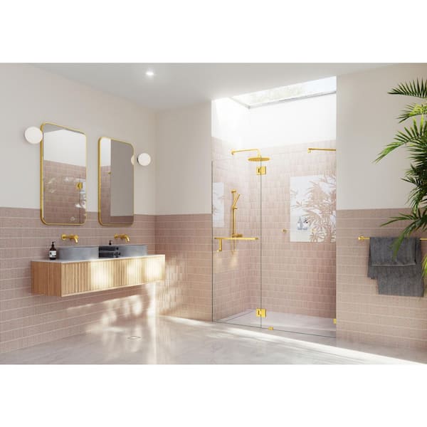Glass Warehouse 78 in. x 58.5 in. Frameless Towel Bar Shower Door - Glass Hinge
