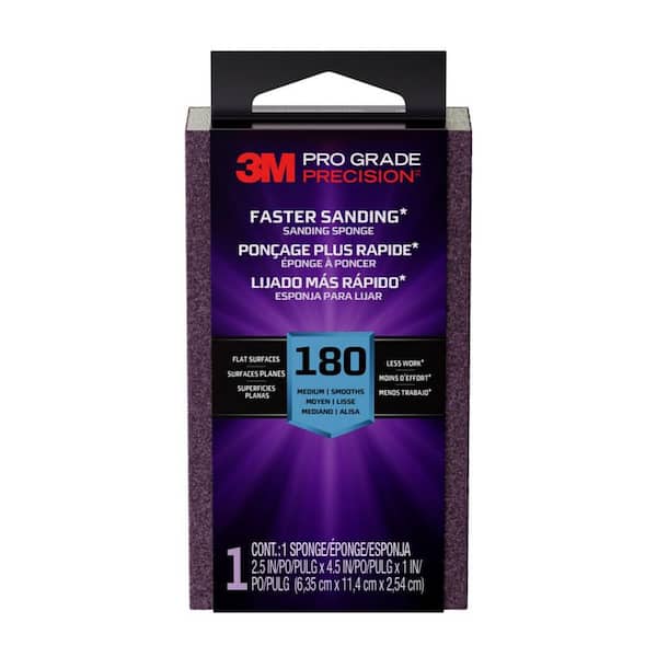 Pro Grade Precision 2 1/2 in. x 4-1/2 in. x 1 in. 180-Grit  Medium Block Sanding Sponge (1-Pack)