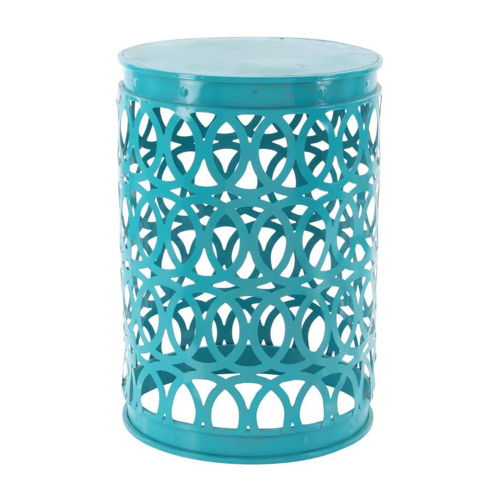 Set of 3 Multicolor Metal Drum Accent Tables