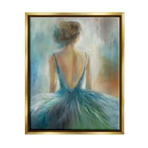 Ballet Girl Blue Orange Figure Painting by Third and Wall Floater Frame People Wall Art Print 31 in. x 25 in.
