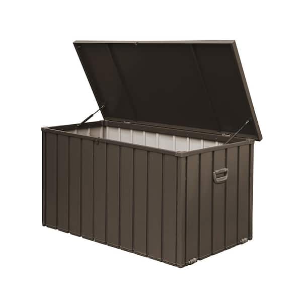 domi outdoor living 200 Gal. Dark Brown Metal Deck Box