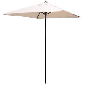 6.8 ft. Steel Market Patio Umbrella in Beige Shelter with 4 Sturdy Ribs