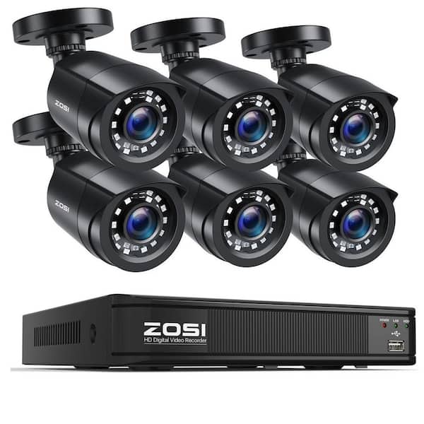 ZOSI 8-Channel 2MP DVR Security Camera System with 6 Wired 1080P