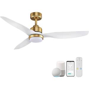 52 in. Dimmable LED Indoor/Outdoor White Smart Ceiling Fan with Light and Remote, Low Noise, Works w/Alexa/Google Home