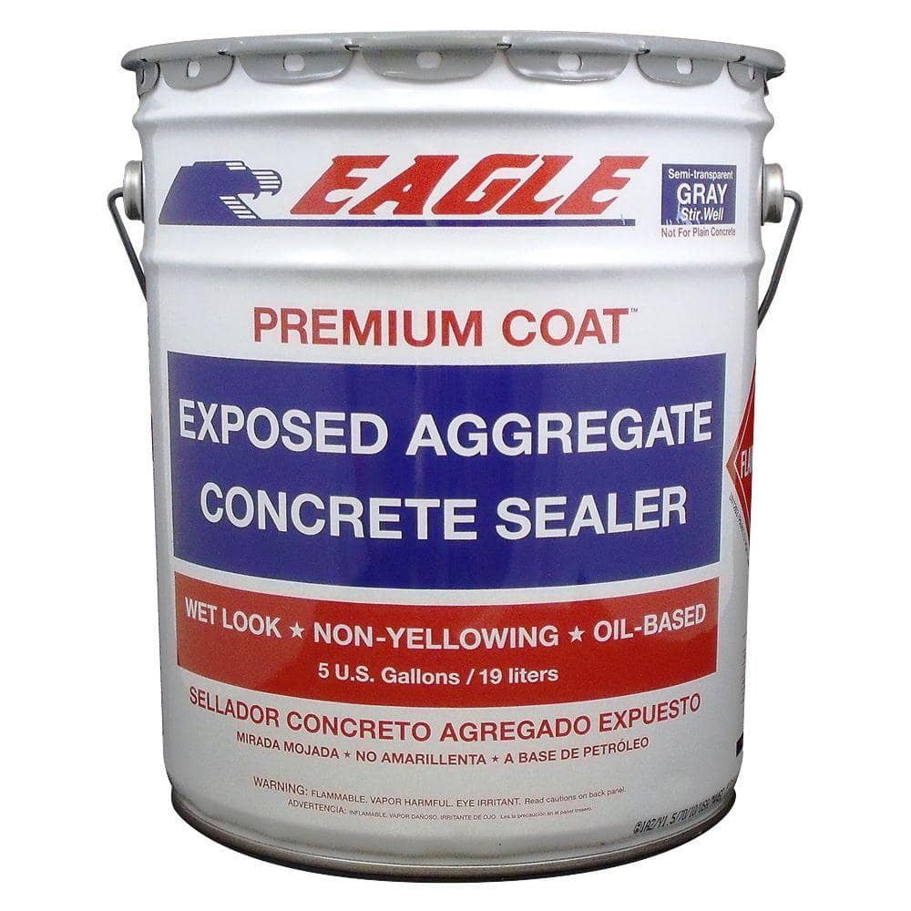 Eagle 5 Gal Premium Coat Gray Semi Transparent Wet Look Glossy Solvent   Gray Tint Eagle Concrete Sealers Eg5 64 1000 