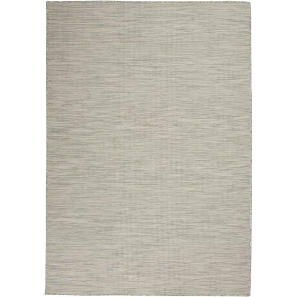 Nourison Positano Light Gray 4 ft. x 6 ft. Solid Contemporary Indoor/Outdoor Patio Area Rug