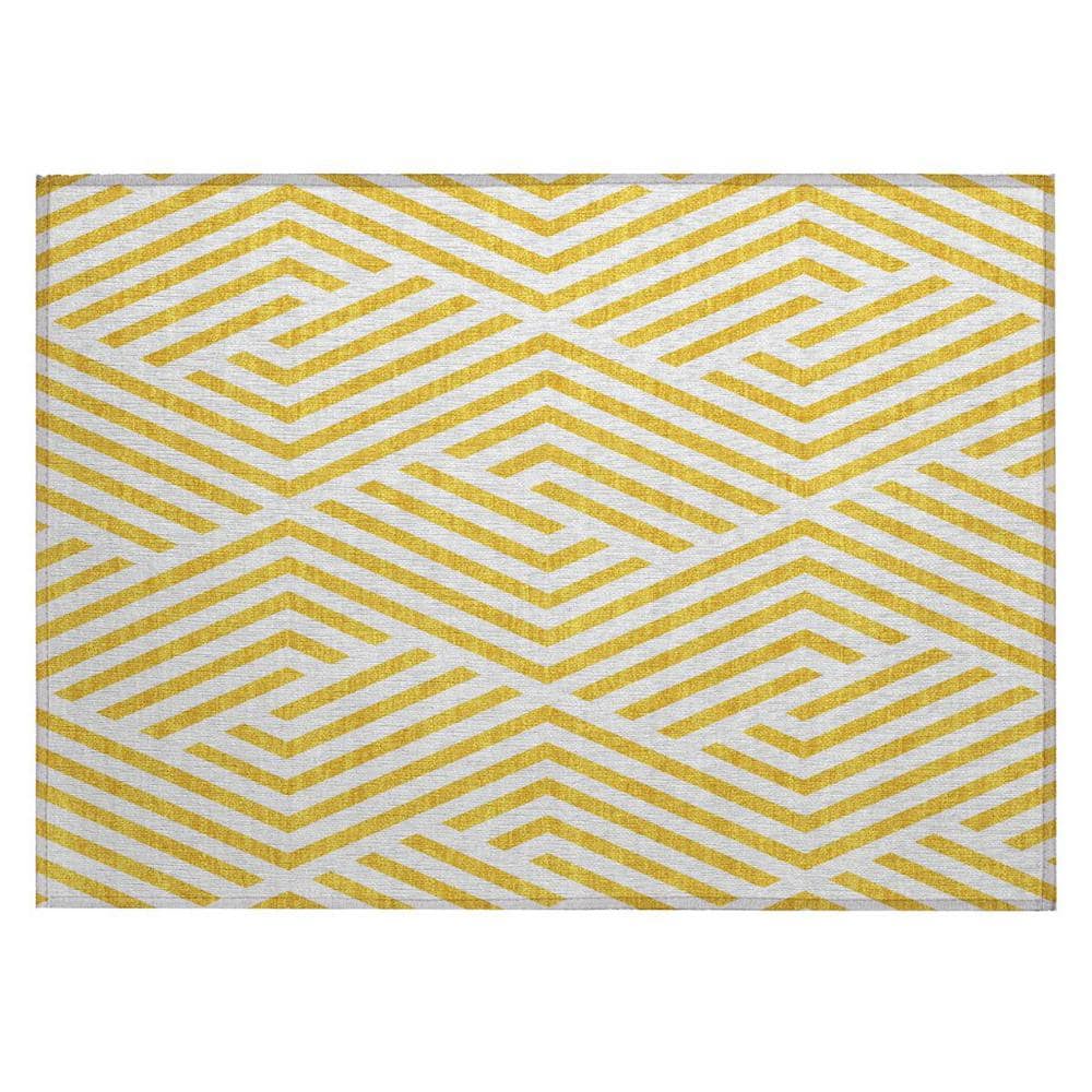 Gold and White 2 ft. x 3 ft. Woven Geometric Rectangle Indoor/Outdoor Area Rug price history on PriceWatchPro