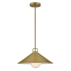 Milo Lacquered Brass Conical Shade Pendant Light
