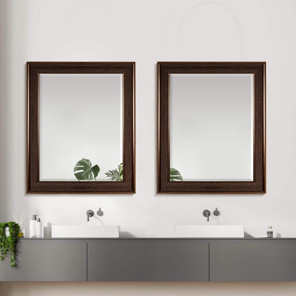 Elegant Bronze Beveled Bathroom Vanity Mirror 27.5" x 33.5"