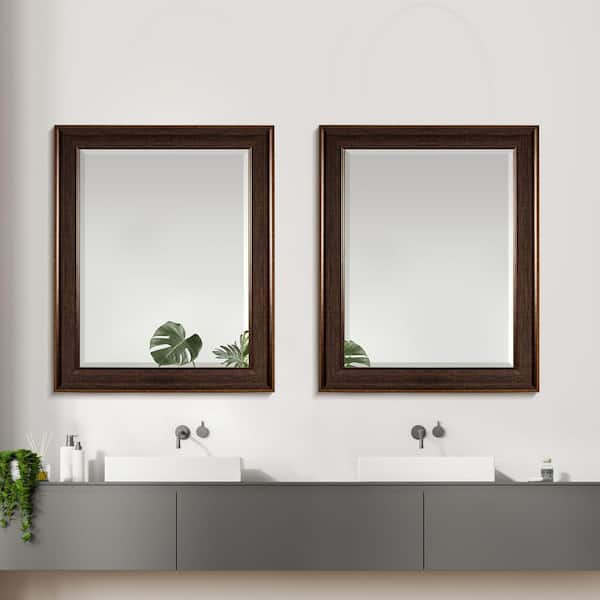 34 in. W x 28 in. H Framed Rectangular Anti-Fog Bathroom Vanity Mirror in Black Finish