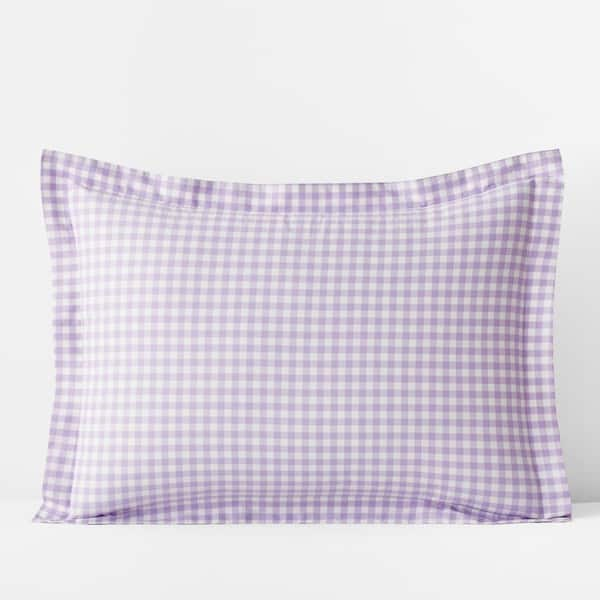 Company Kids by The Company Store Company Kids Gingham Lilac Organic Cotton Percale Standard Sham