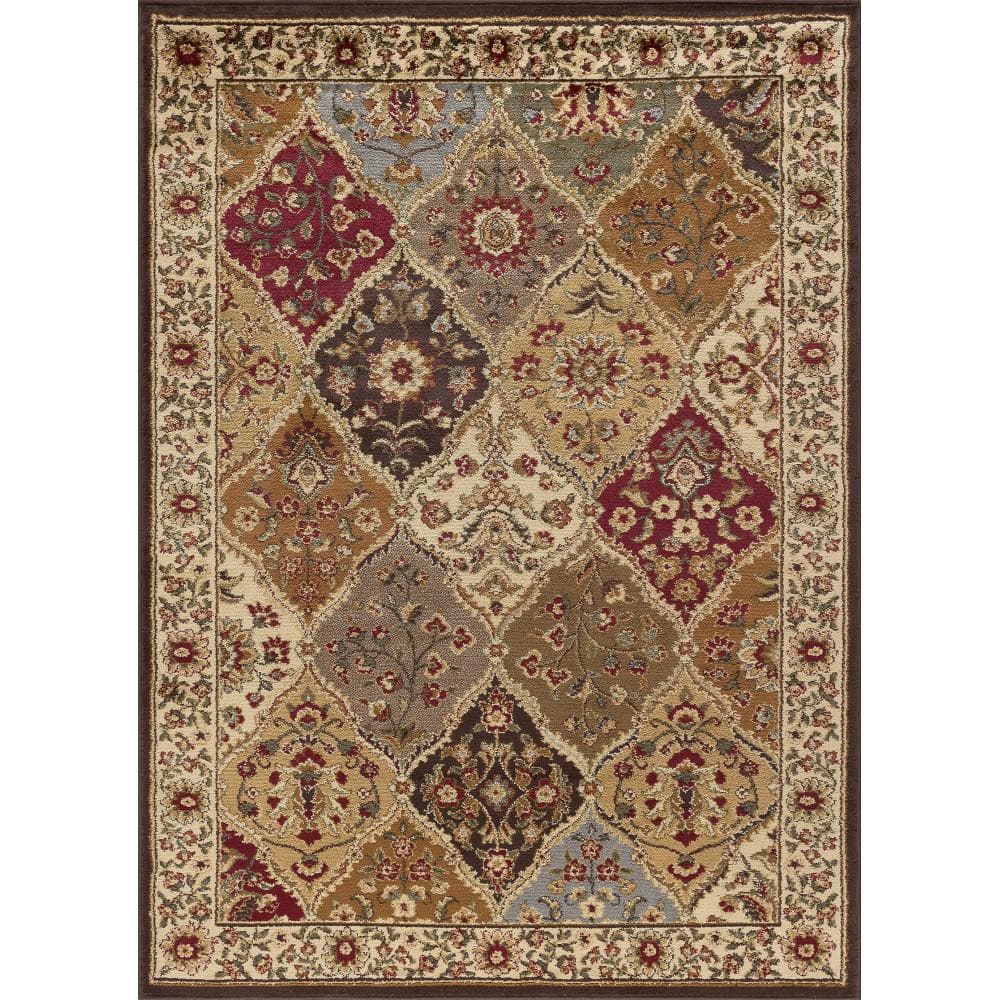 Traditional Multicolor Synthetic 5' x 7' Area Rug