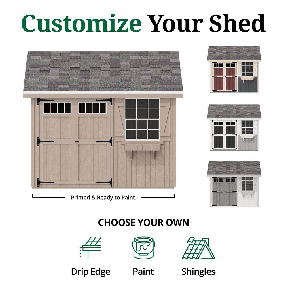 Colonial Pinehurst 10' x 10' Red and Gray Wood Storage Shed Kit with Windows