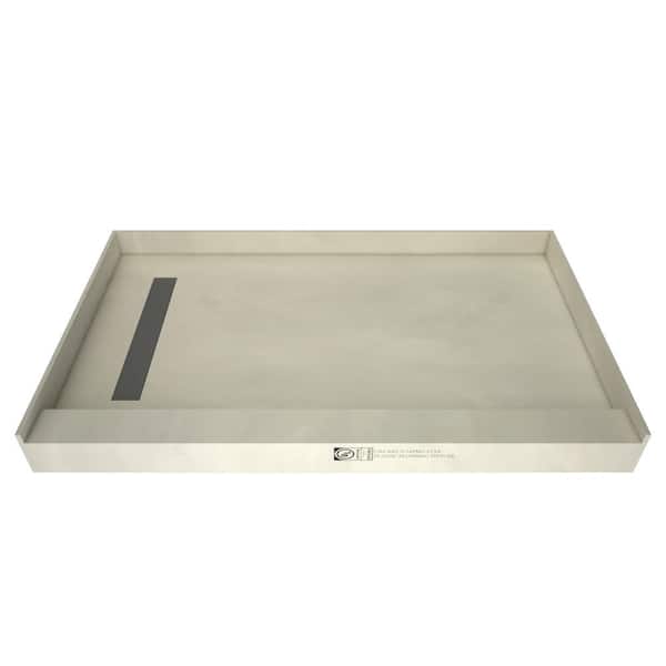 Tile Redi Redi Trench 30 in. x 48 in. Single Threshold Shower Base with Left Drain and Solid Brushed Nickel Trench Grate